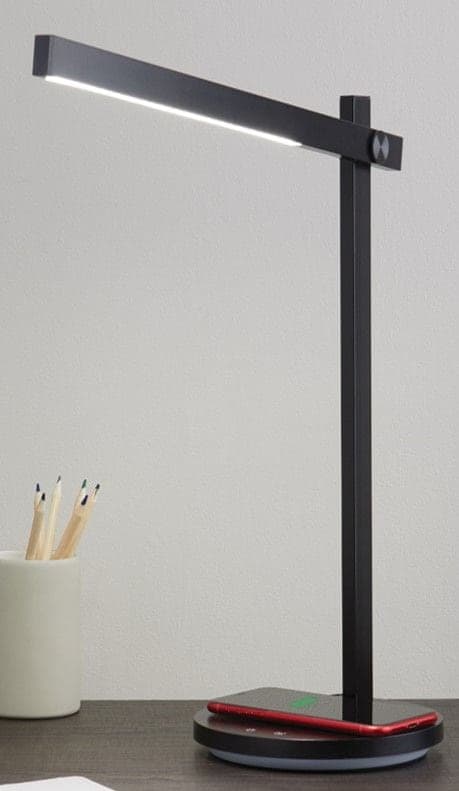 NOMA LED Minimalist Desk Lamp with Wireless Charging, 16.7-in, Black