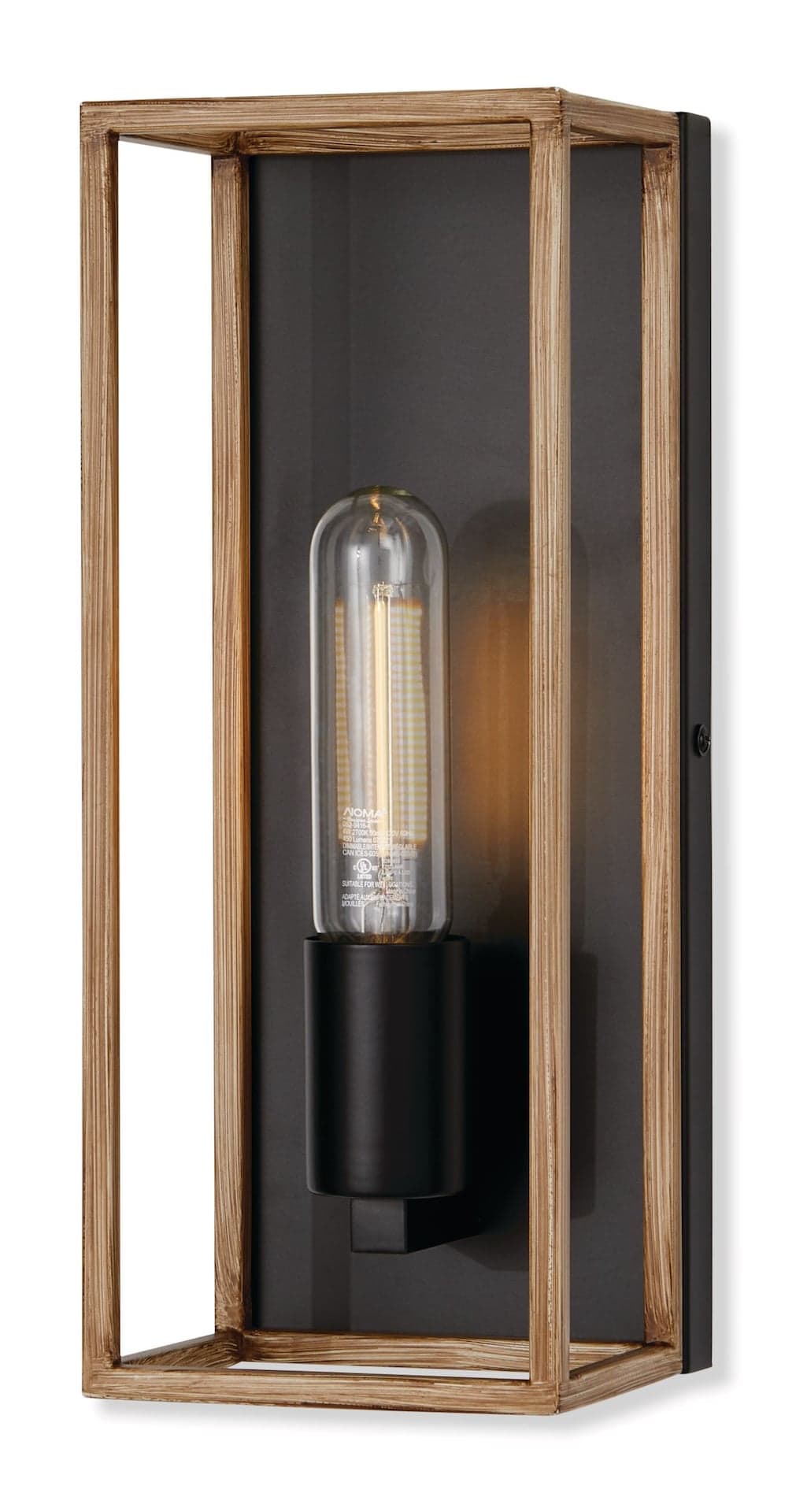 CANVAS Ambleside 1-Light Wall Sconce with Wood Finish, Matte Black