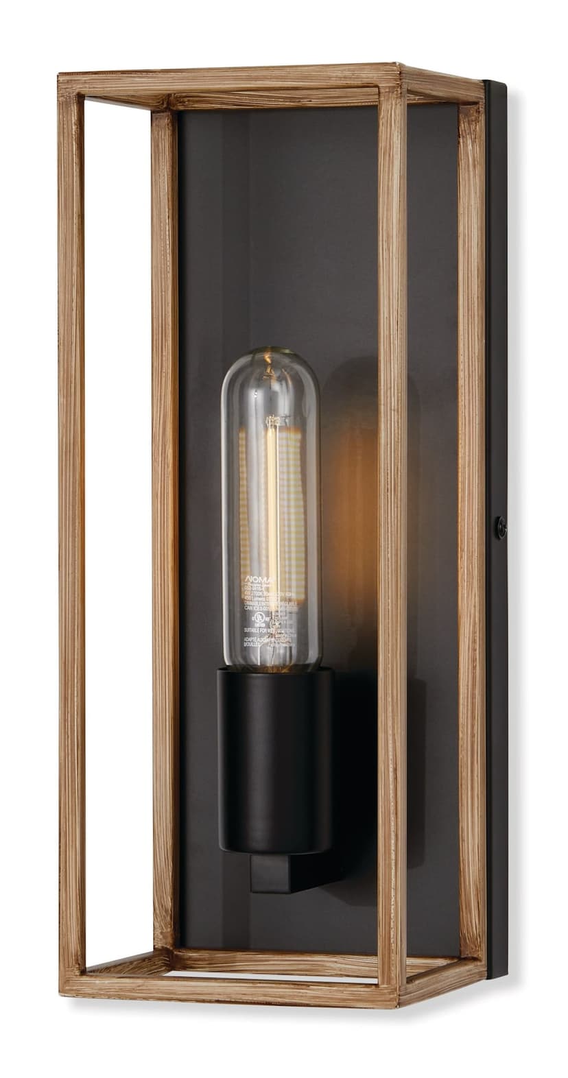 CANVAS Ambleside 1-Light Wall Sconce with Wood Finish, Matte Black