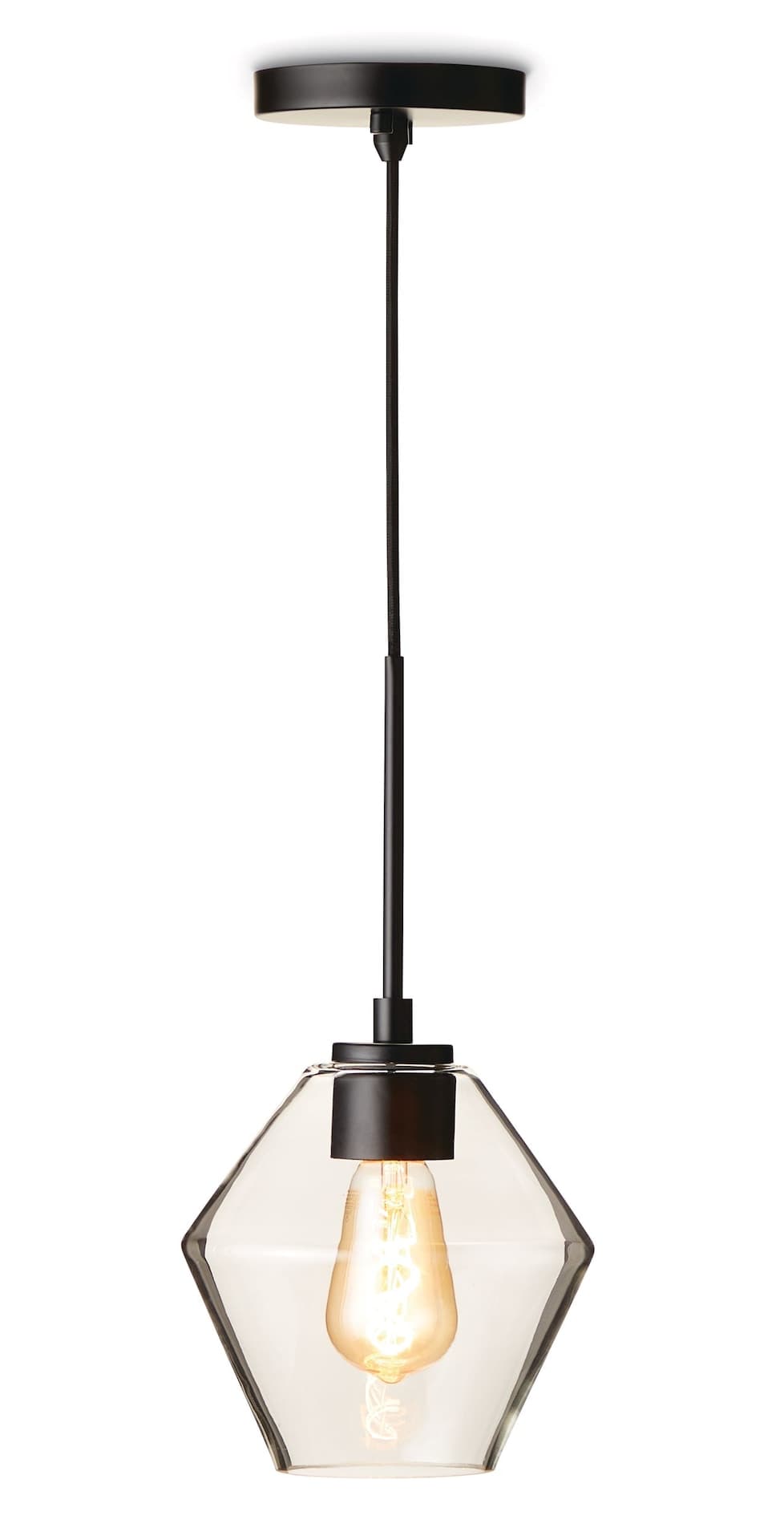 CANVAS Sifton 1-Light Pendant Light with Clear Glass Shade, Matte Black