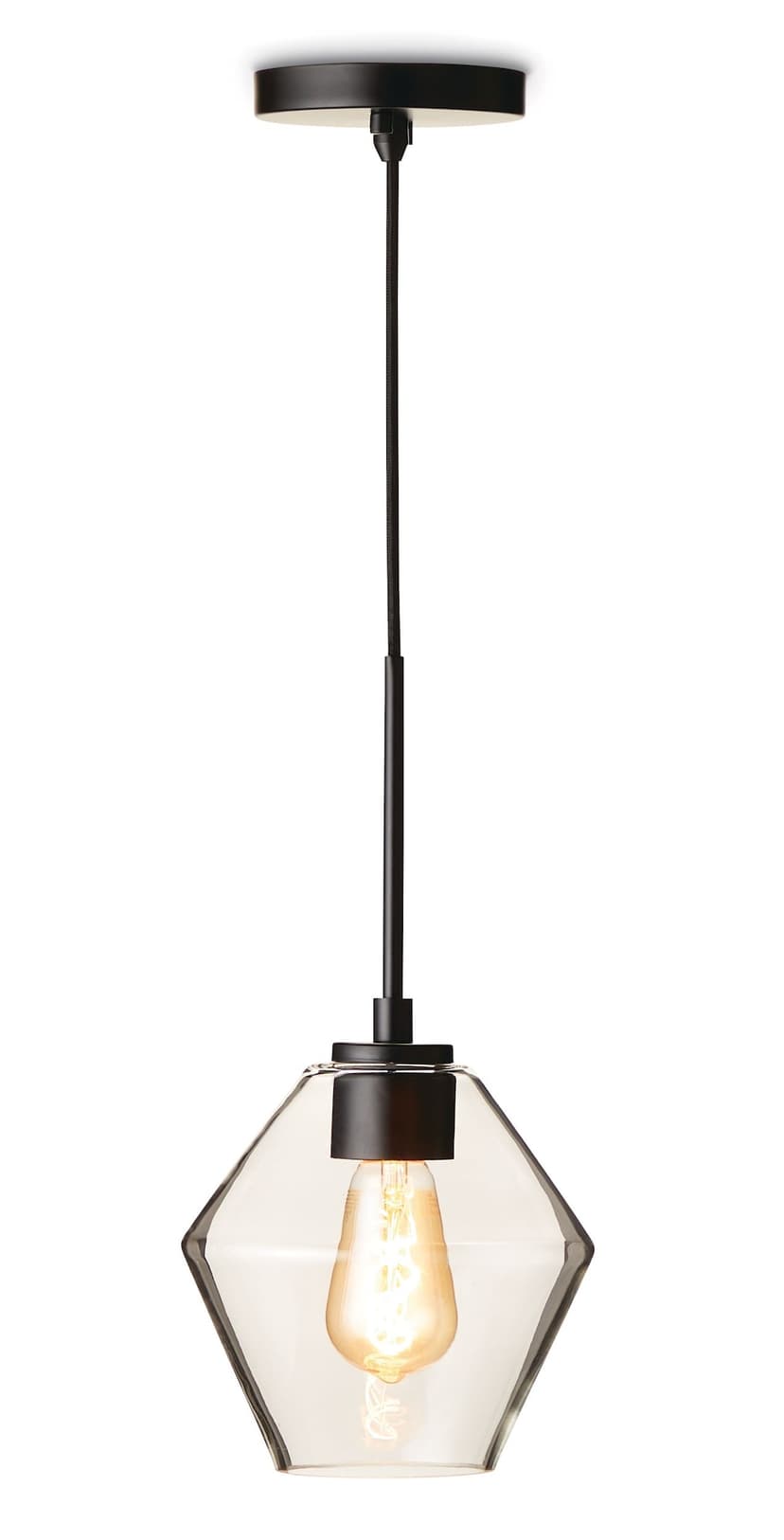 CANVAS Sifton 1-Light Pendant Light with Clear Glass Shade, Matte Black