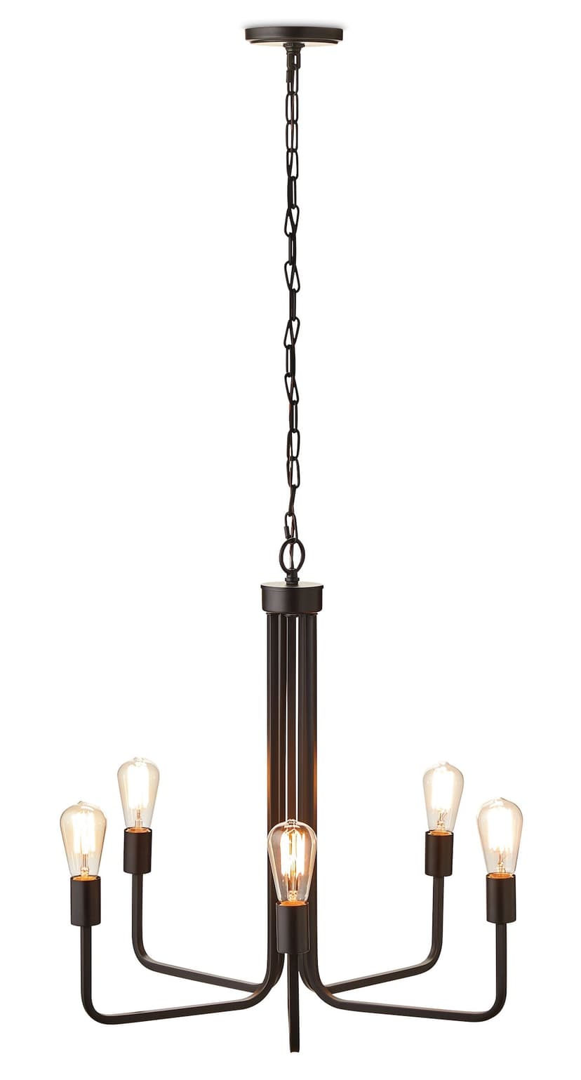 CANVAS Tavio 5-Light Chandelier, Adjustable Height, Matte Black