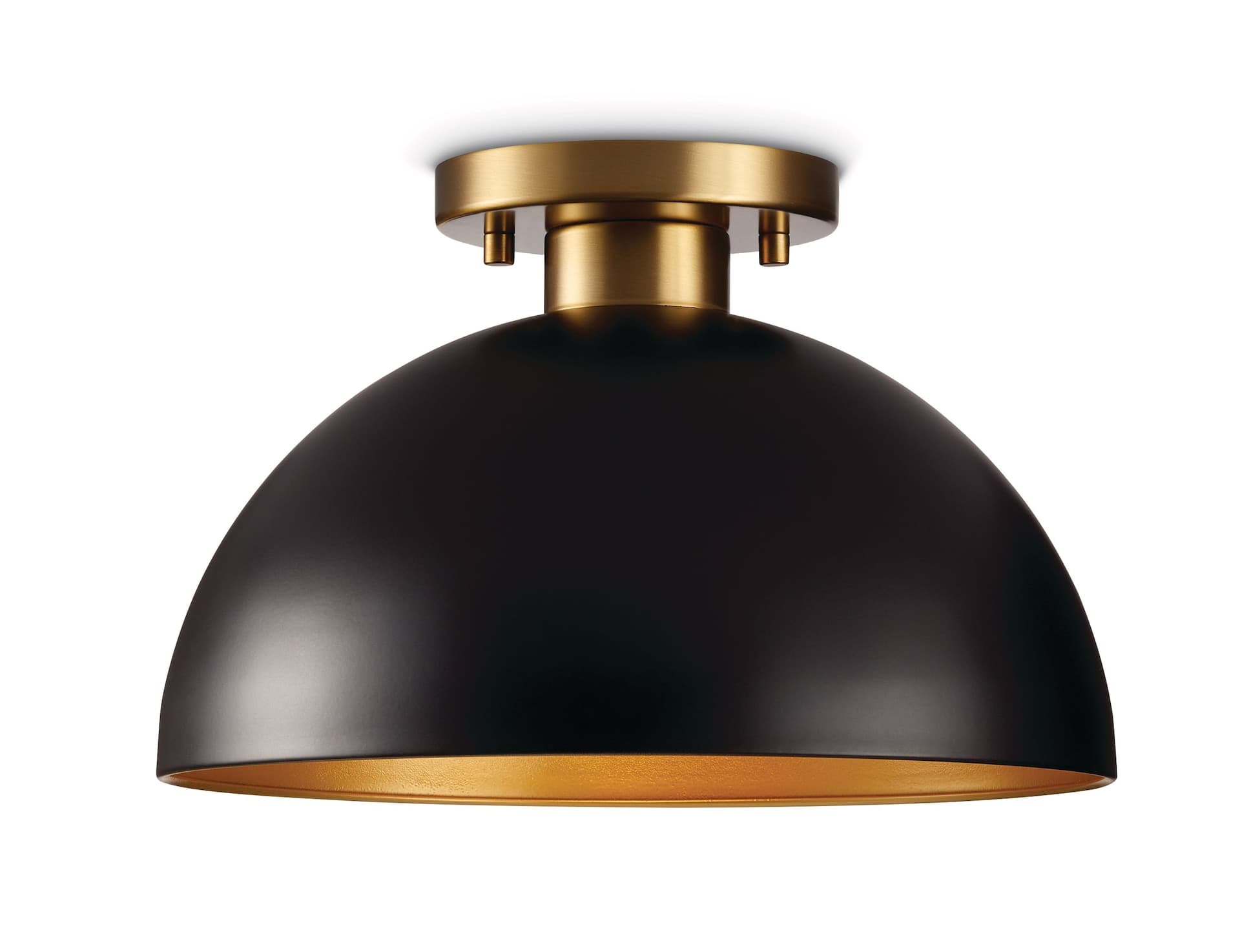 CANVAS Immel 1-Light Semi-Flush Mount Ceiling Light, Matte Black/Brushed Gold
