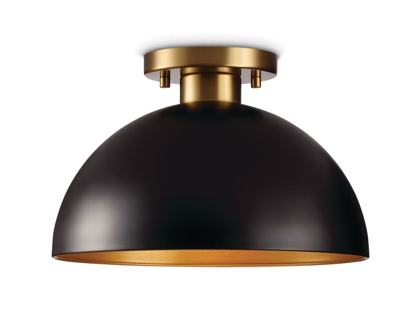 CANVAS Immel 1-Light Semi-Flush Mount Ceiling Light, Matte Black/Brushed Gold