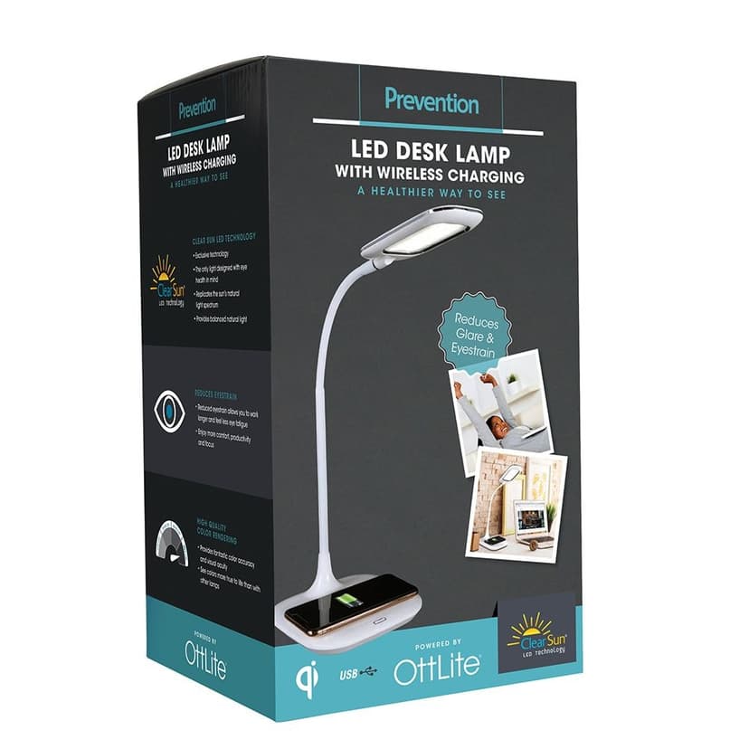 Prevention by OttLite LED Desk Lamp with Wireless Charging