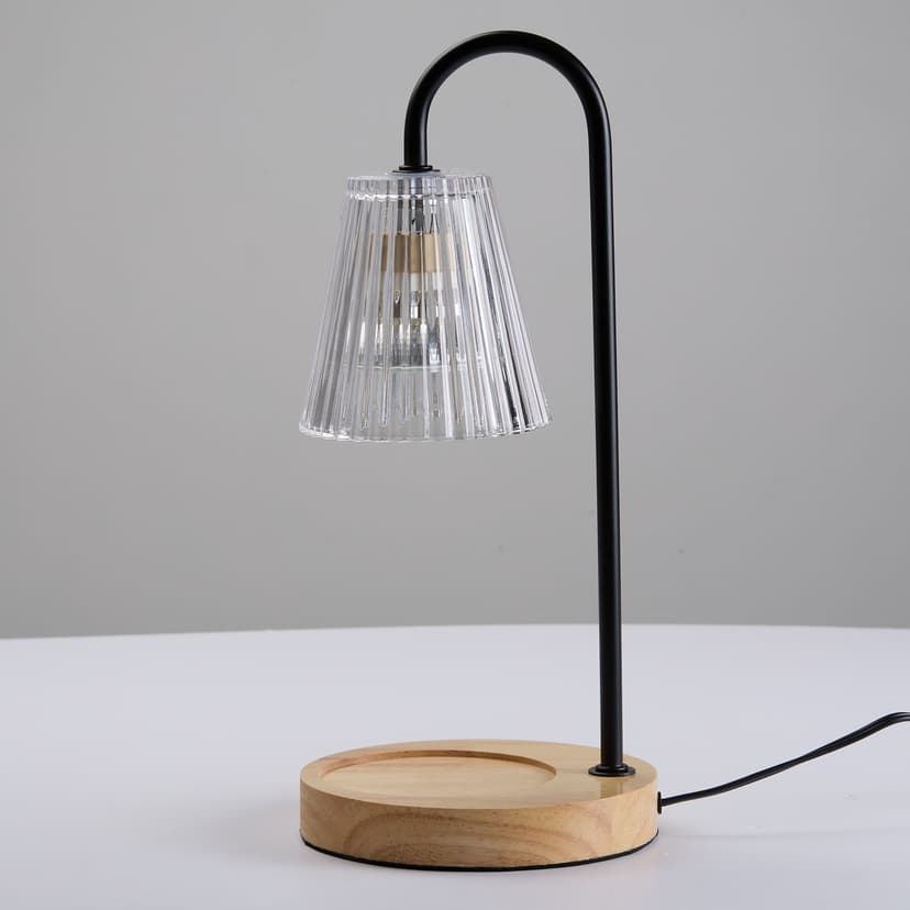 Wood Base Glass Shade Candle Warmer