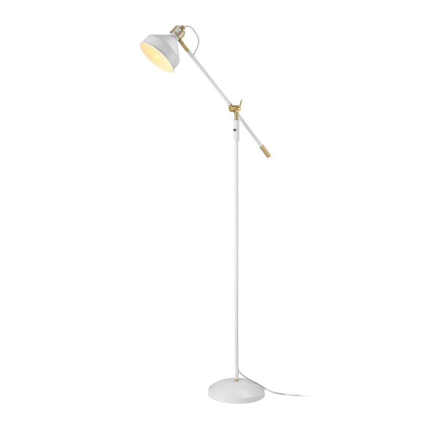 CANVAS Cantilever White Shade Floor Lamp with Adjustable Arm, 24-in, Brass