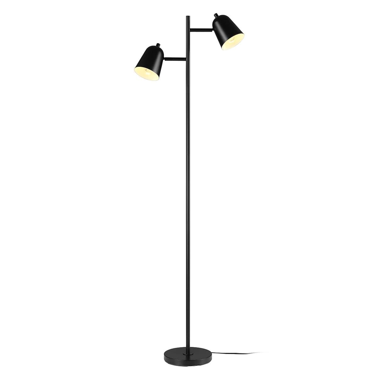 CANVAS 2-Head Matte Black Bell Shade Floor Lamp, 13.8-in, Black