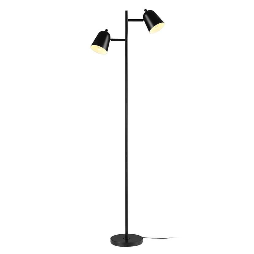 CANVAS 2-Head Matte Black Bell Shade Floor Lamp, 13.8-in, Black