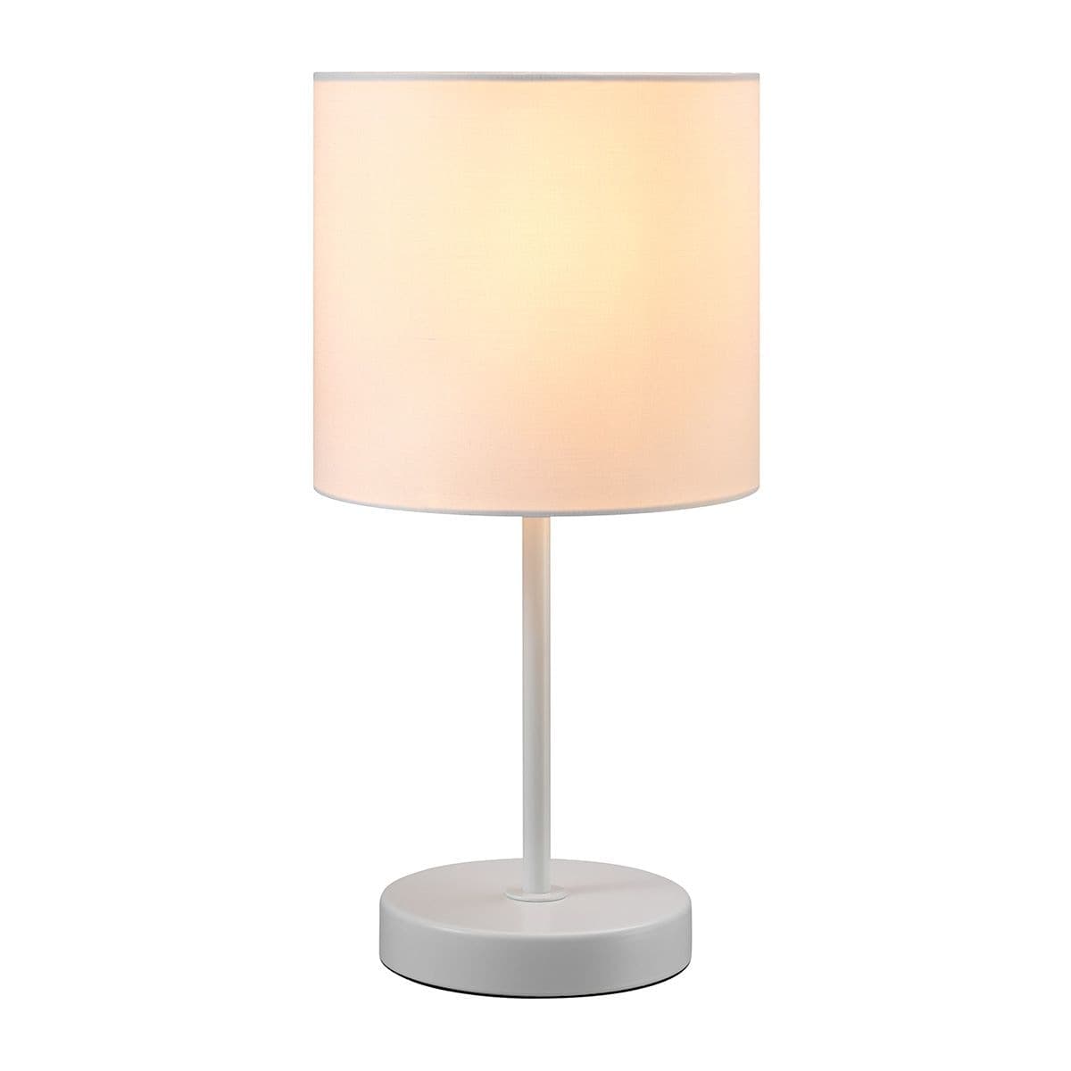 For Living White Fabric Shade Accent Lamp with Inline Switch, 14-in, Matte White