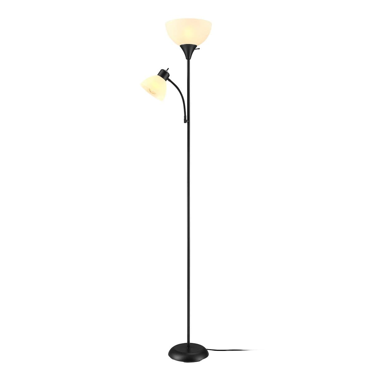 For Living 2-Light Mother/Daughter Torchiere Plastic Shade Floor Lamp with Reading Light, 72.3-in