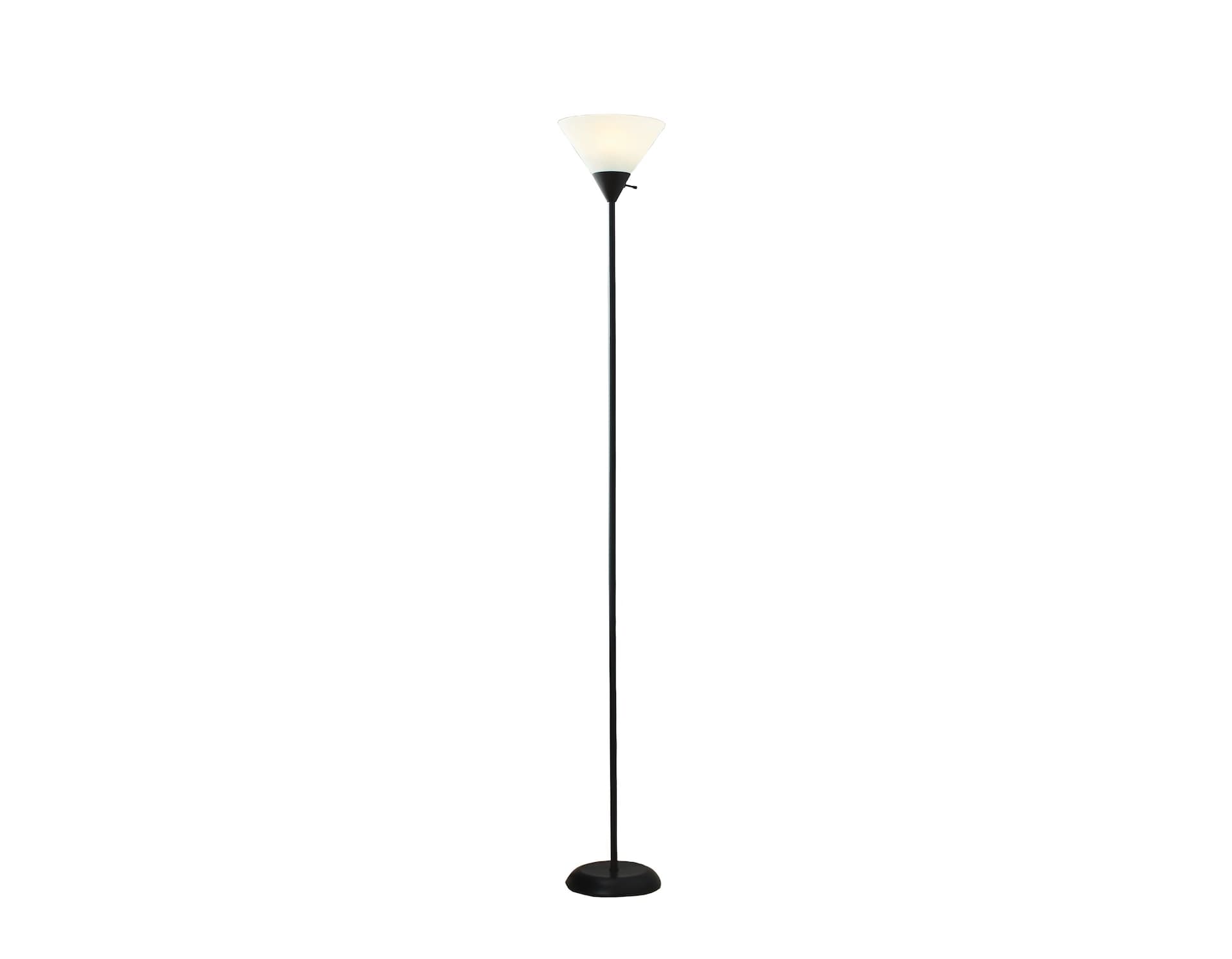 For Living Torchiere Frosted Plastic Shade Floor Lamp, 70-in, Matte Black