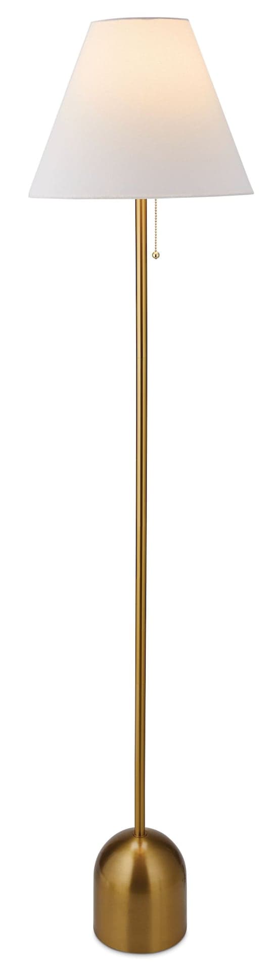 CANVAS White Linen Cone Shade Floor Lamp, 60-in, Antique Brass