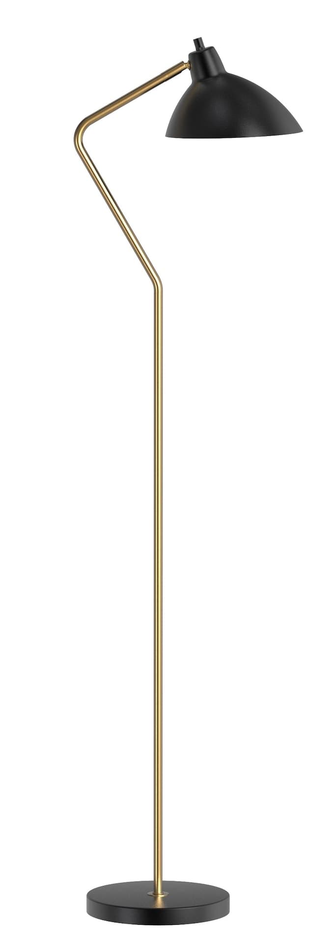 CANVAS Matte Black Adjustable Round Shade Floor Lamp, 60-in, Antique Brass