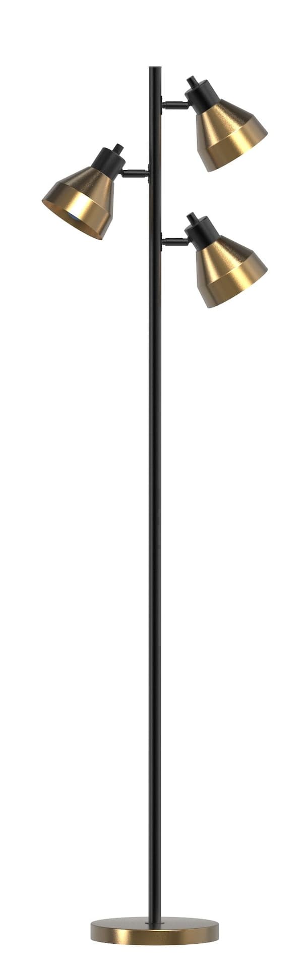 CANVAS 3-Light Adjustable Cone Spotlight Floor Lamp, 67-in, Matte Black/Brushed Brass