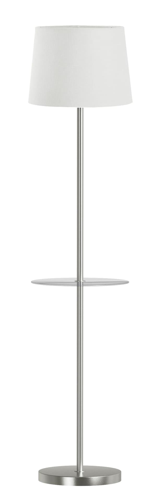 CANVAS Tapered White Linen Shade Furniture Floor Lamp with Glass Table Top, 60-in, Brushed Nickel