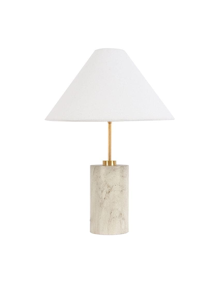 CANVAS White Linen Cone Shade Table Lamp, 22-in, Ivory Marble