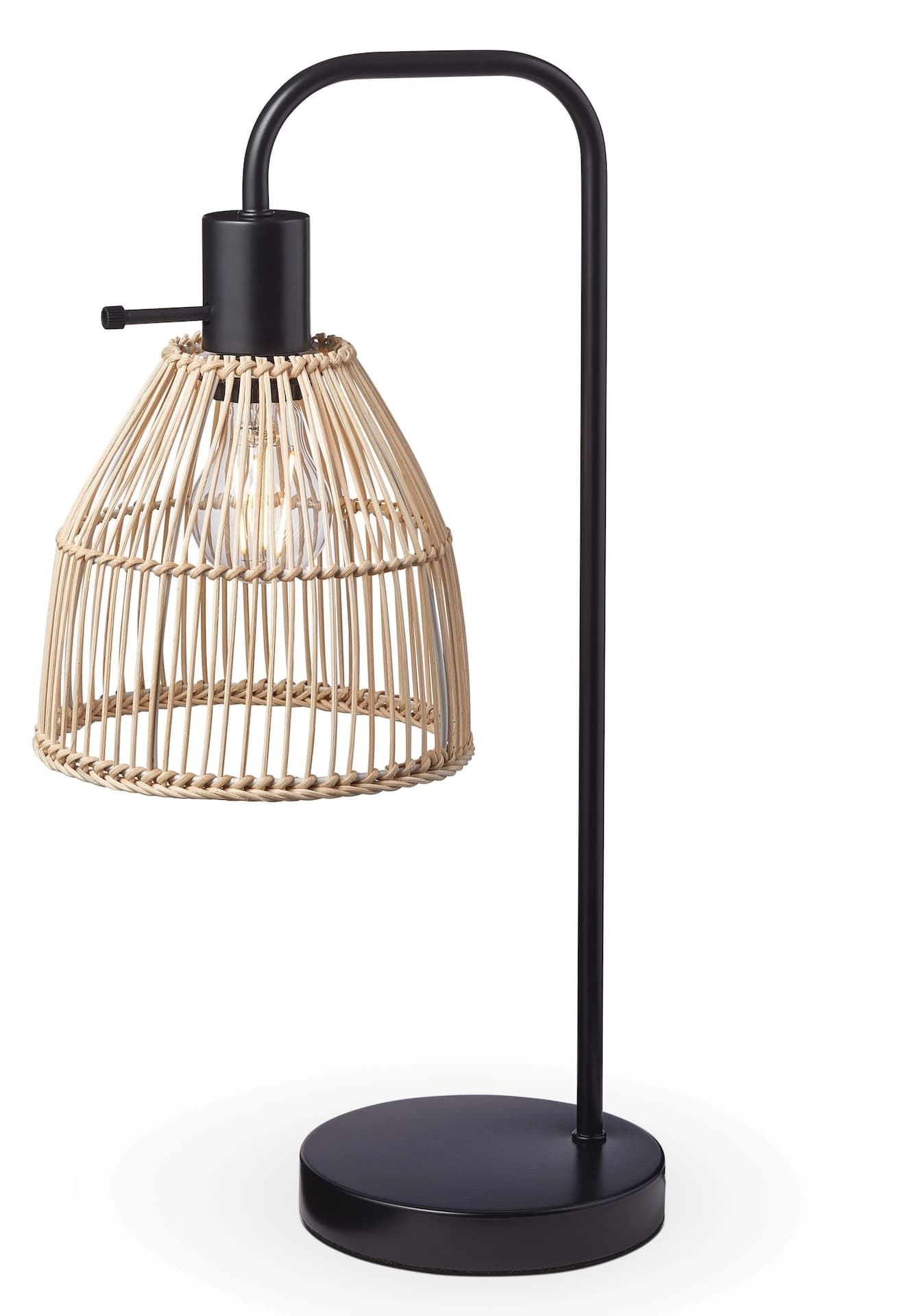 CANVAS Rattan Shade Table Lamp, 20-in, Matte Black