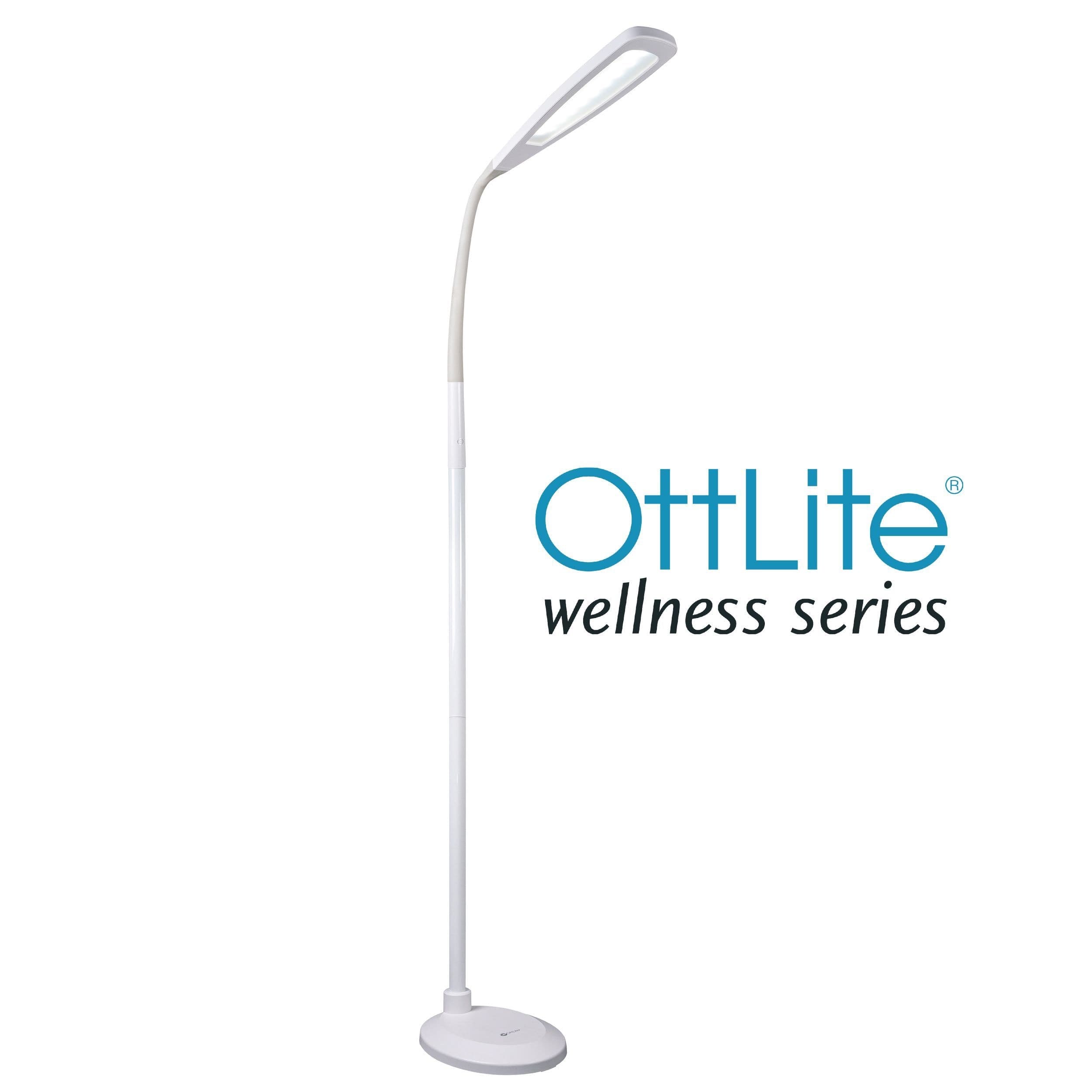 OttLite Natural Daylight LED Flex Floor Lamp, 49-in–71-in, White