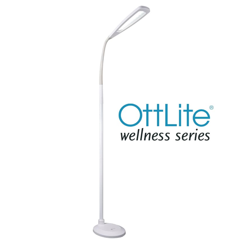 OttLite Natural Daylight LED Flex Floor Lamp, 49-in–71-in, White