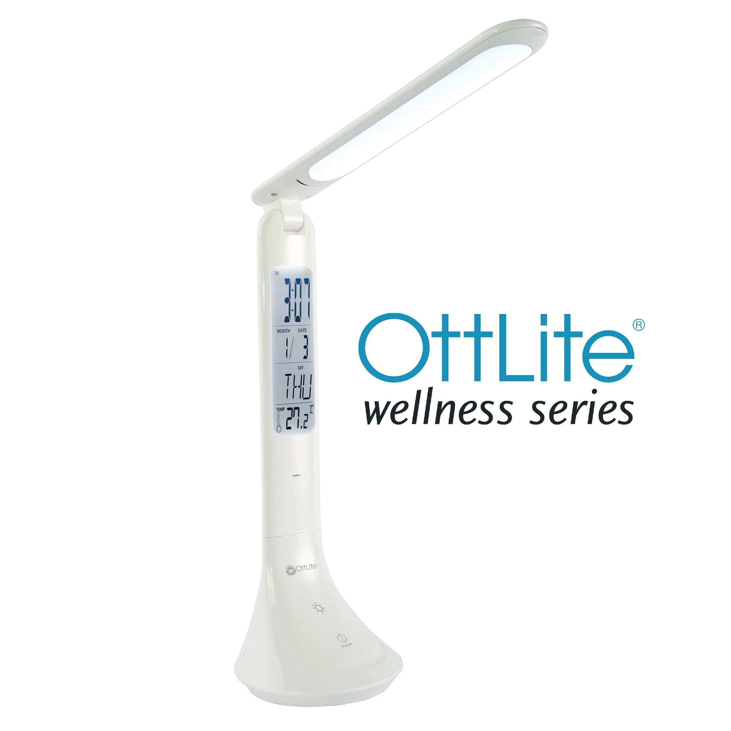 OttLite Travel Rechargeable LED Task Lamp, 10.75-in–15-in, White