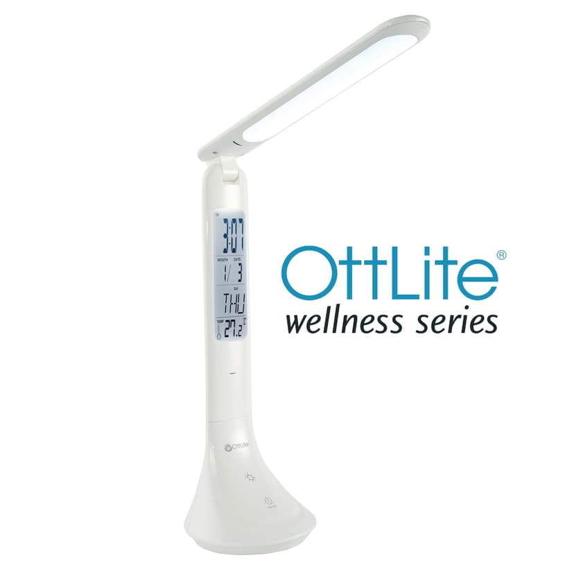 OttLite Travel Rechargeable LED Task Lamp, 10.75-in–15-in, White