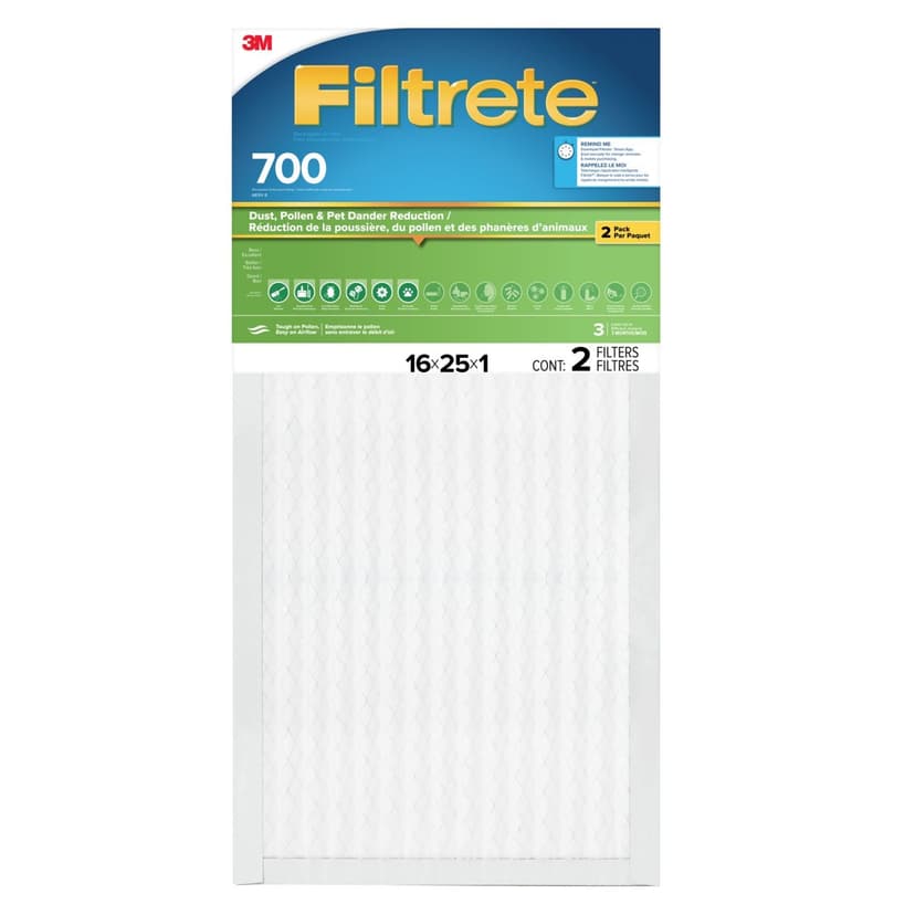 3M™ Filtrete™ Furnace Filter, MPR 700, 16 x 25 x 1-in, 2-pk