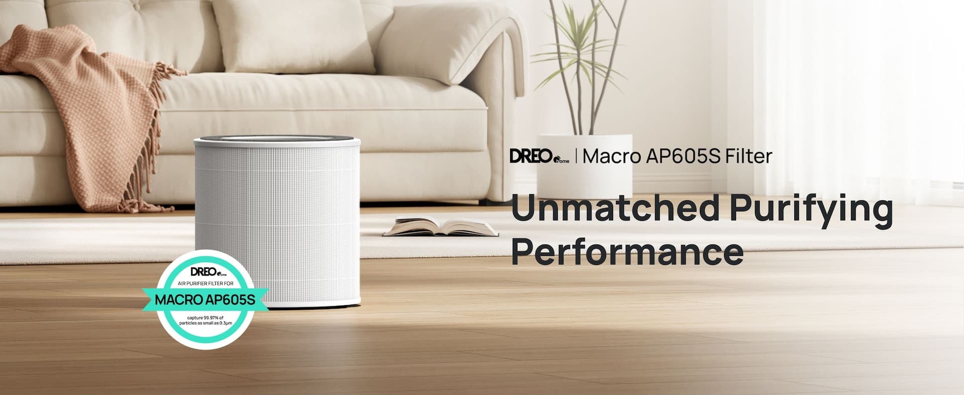 DREO Home Air Purifier Replacement Filter for Macro AP605S Air Purifier