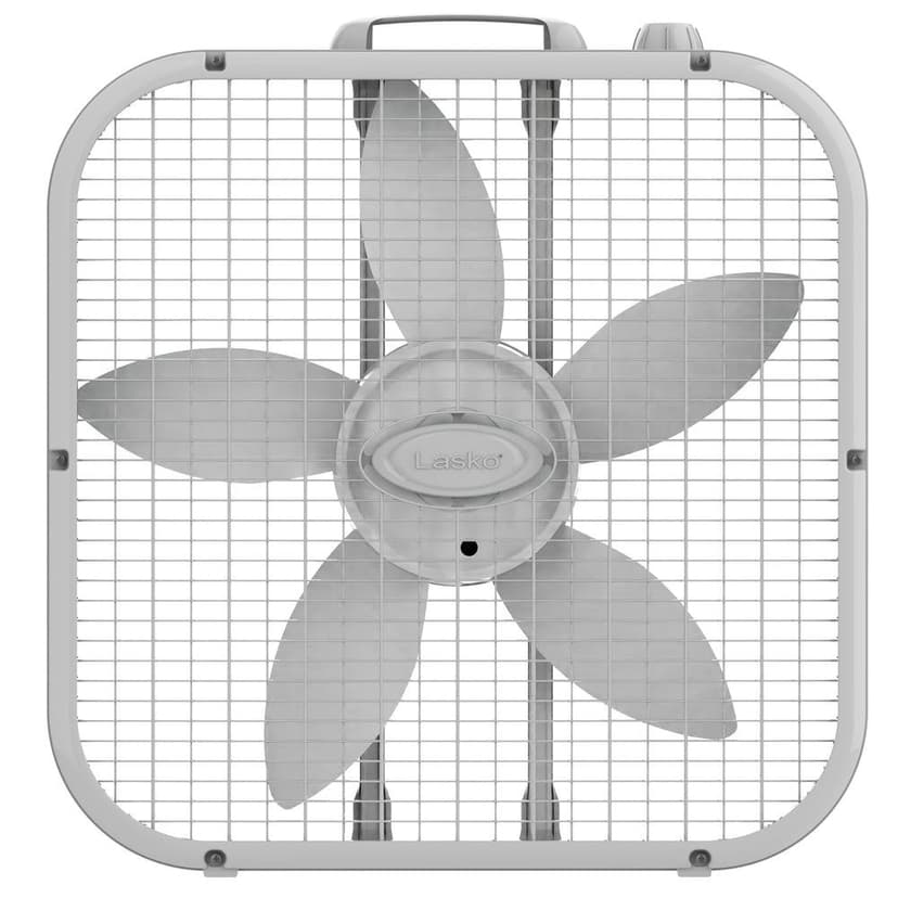 Lasko Steel Portable Box Fan, 3-Speed, White, 20-in