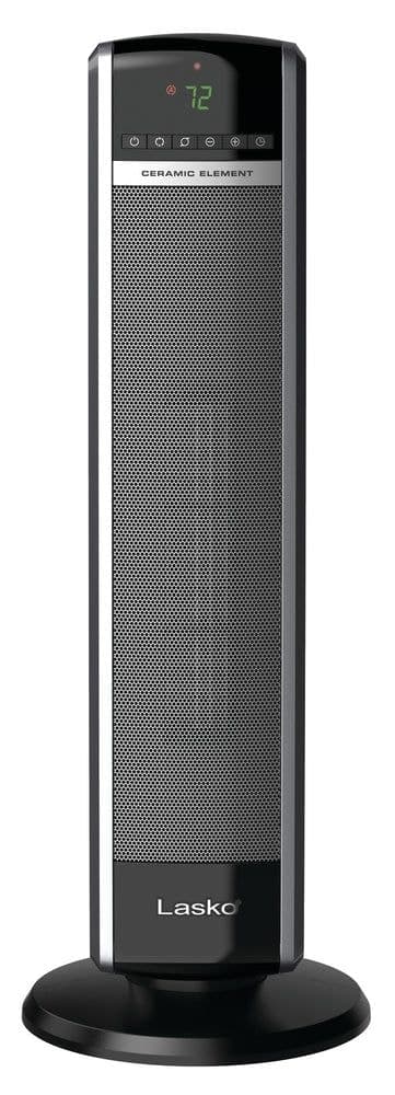 Lasko 1500W Digital Tower Ceramic Space Heater w/Remote Control, 1500W, Black, 30-in