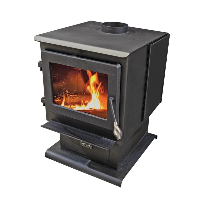 Cleveland Iron Works Ontario Wood Stove with Oversized Viewing Window, EPA Certified, Small, 2000-sq-ft
