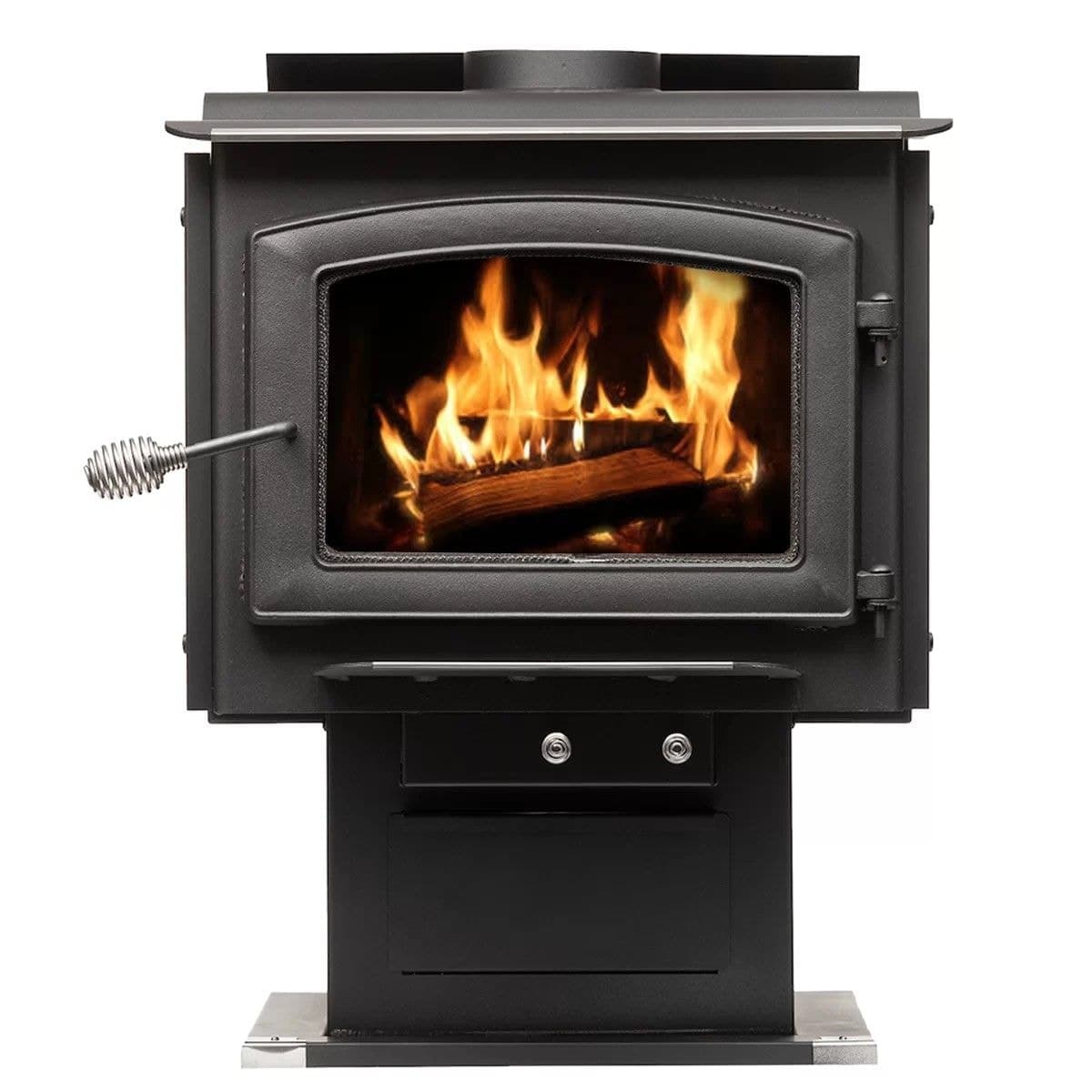 US Stove Company Pedestal Wood Stove with Cast Iron Door, EPA Approved, Large, 3200-sq-ft