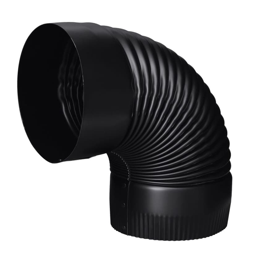 Imperial Metal Crimp/Corrugate Elbow, 6-in x 90°, Black Matte Finish