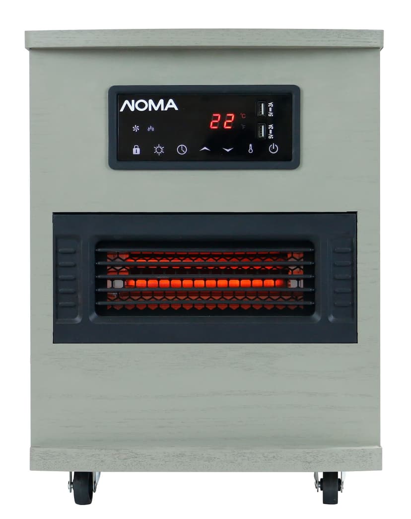 NOMA Ashwood Infrared Wood Cabinet Heater with Remote Control and Thermostat, Grey