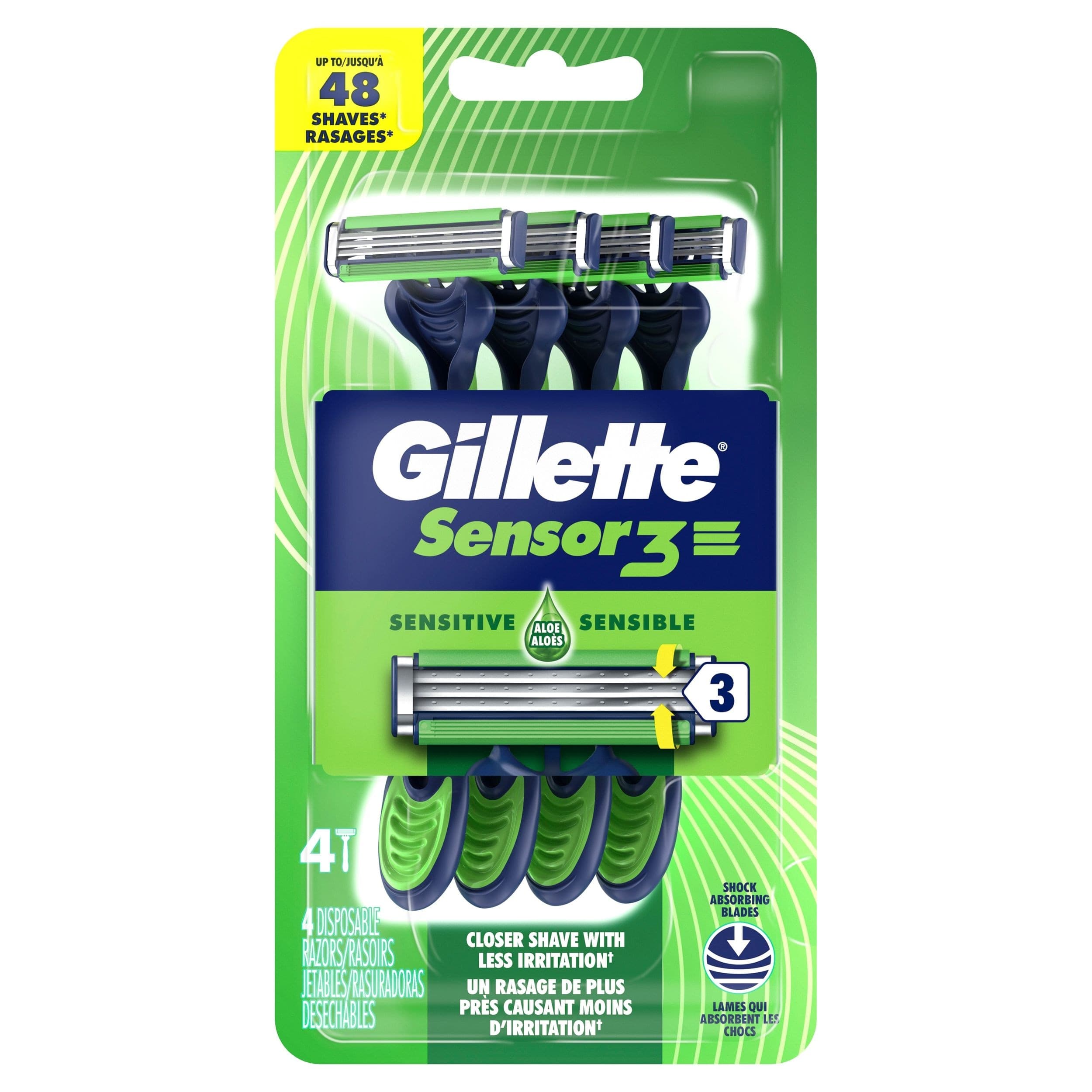Gillette Sensor3 Sensitive Disposable Razors, 4-pk