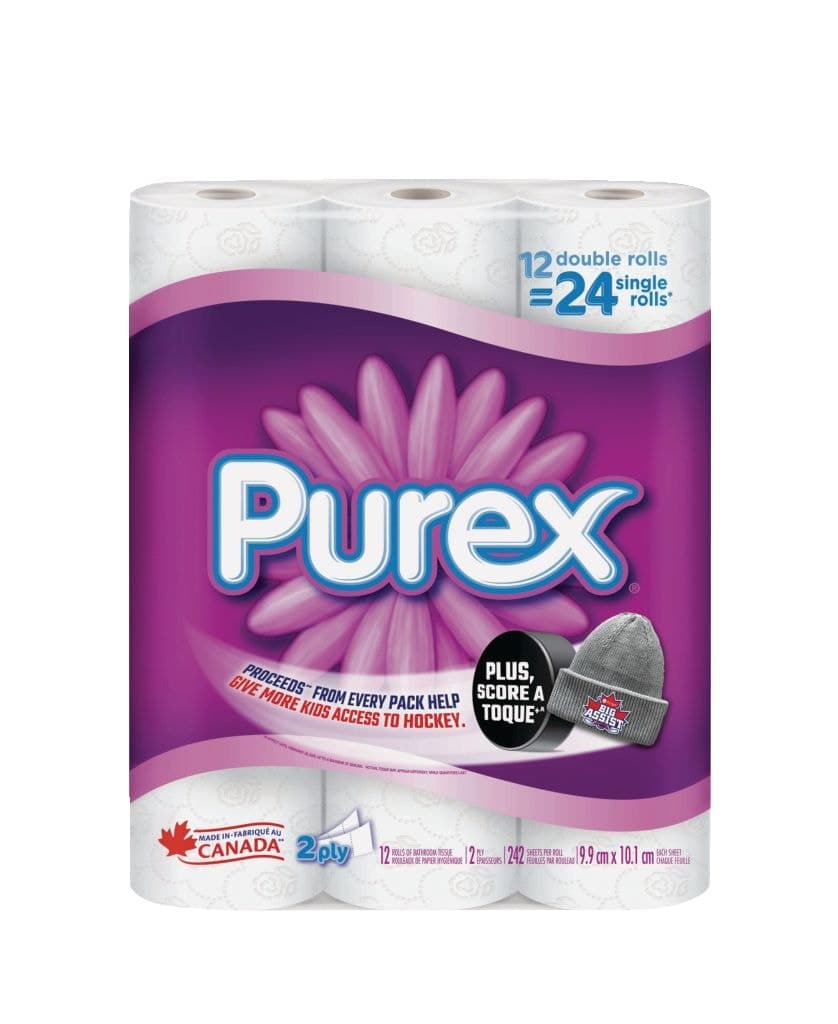 Purex Pure Comfort Double Roll Toilet Paper, 2-ply Tissue, 12-pk