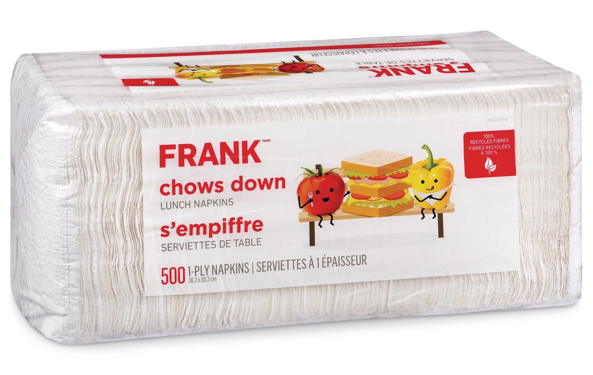 FRANK Square Paper Disposable Lunch Napkins, White, 6.5-in, 500-pk, 1-ply, for Birthday/Halloween/Easter/Christmas