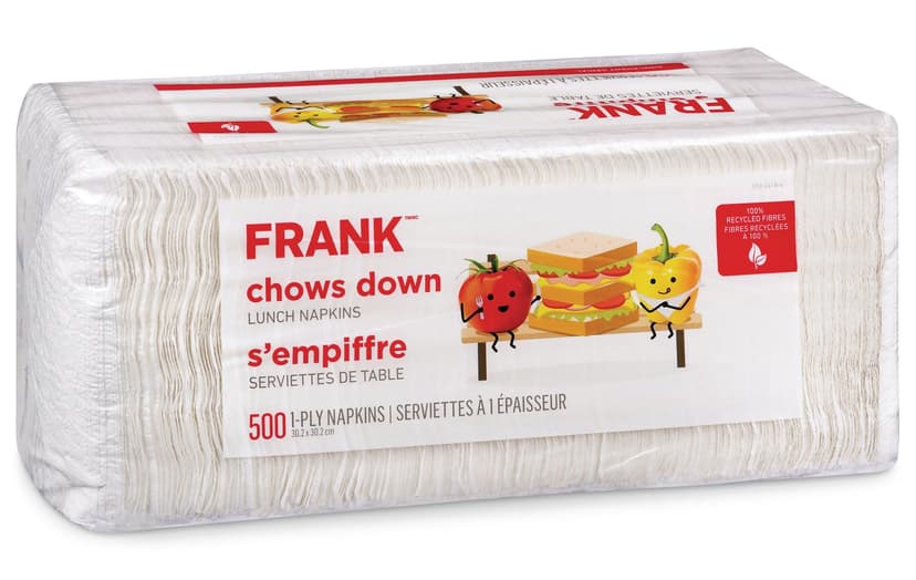 FRANK Square Paper Disposable Lunch Napkins, White, 6.5-in, 500-pk, 1-ply, for Birthday/Halloween/Easter/Christmas