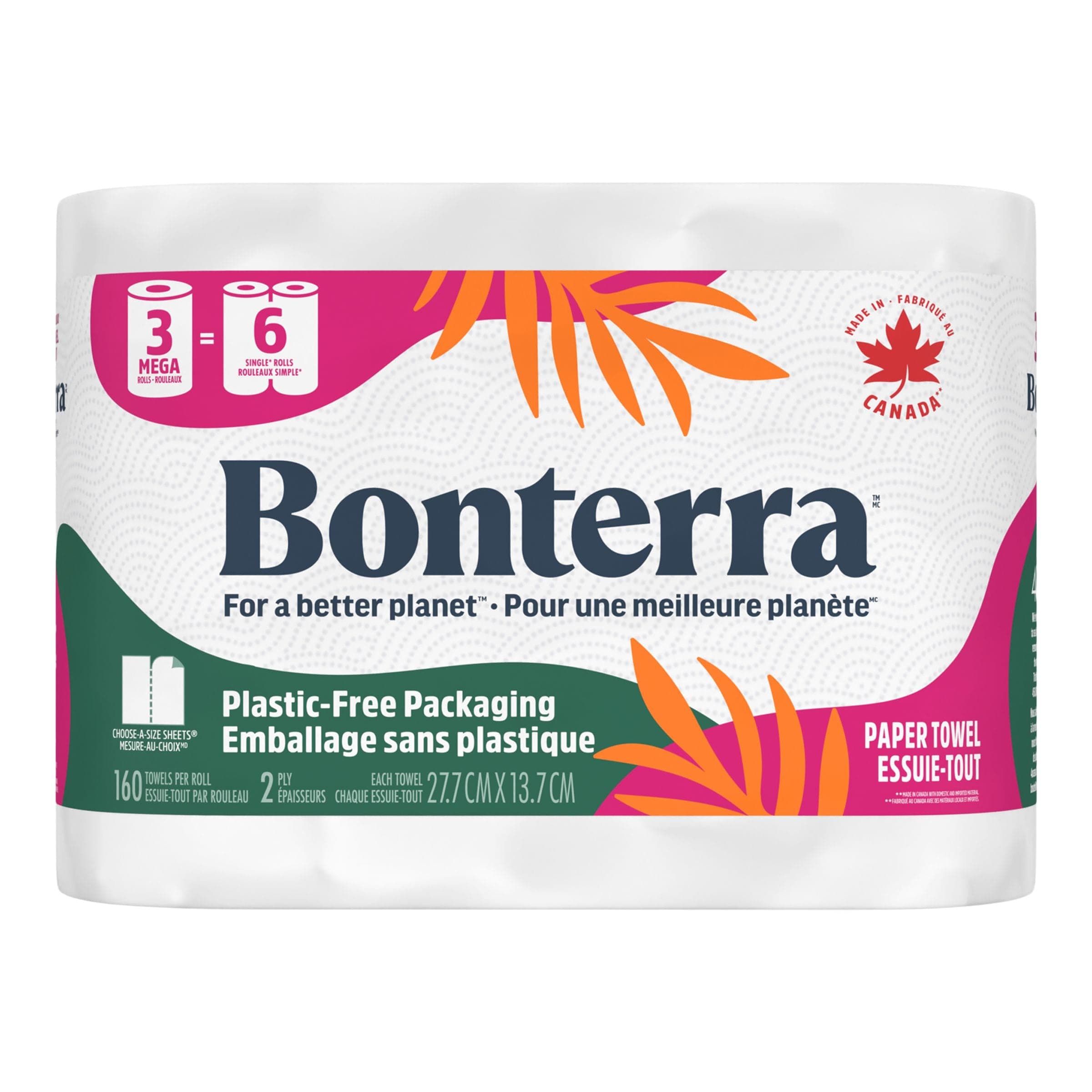 Bonterra™ Double Roll Paper Towel, 2-ply, 3-pk