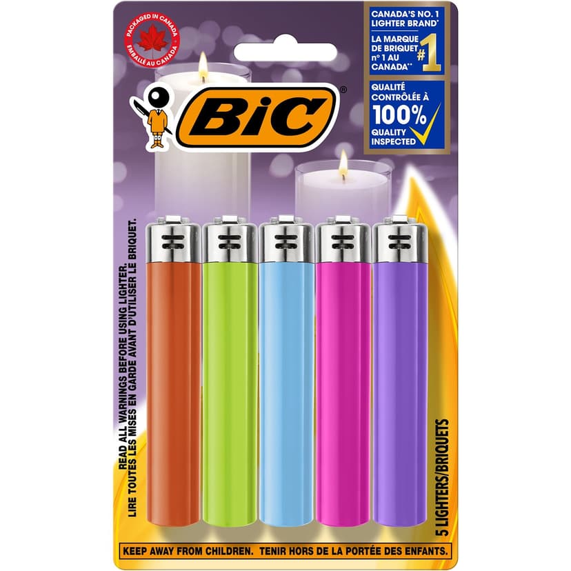 BIC MaxiPocket Quality-Tested Lighters, Multi-Colour, 5-pk