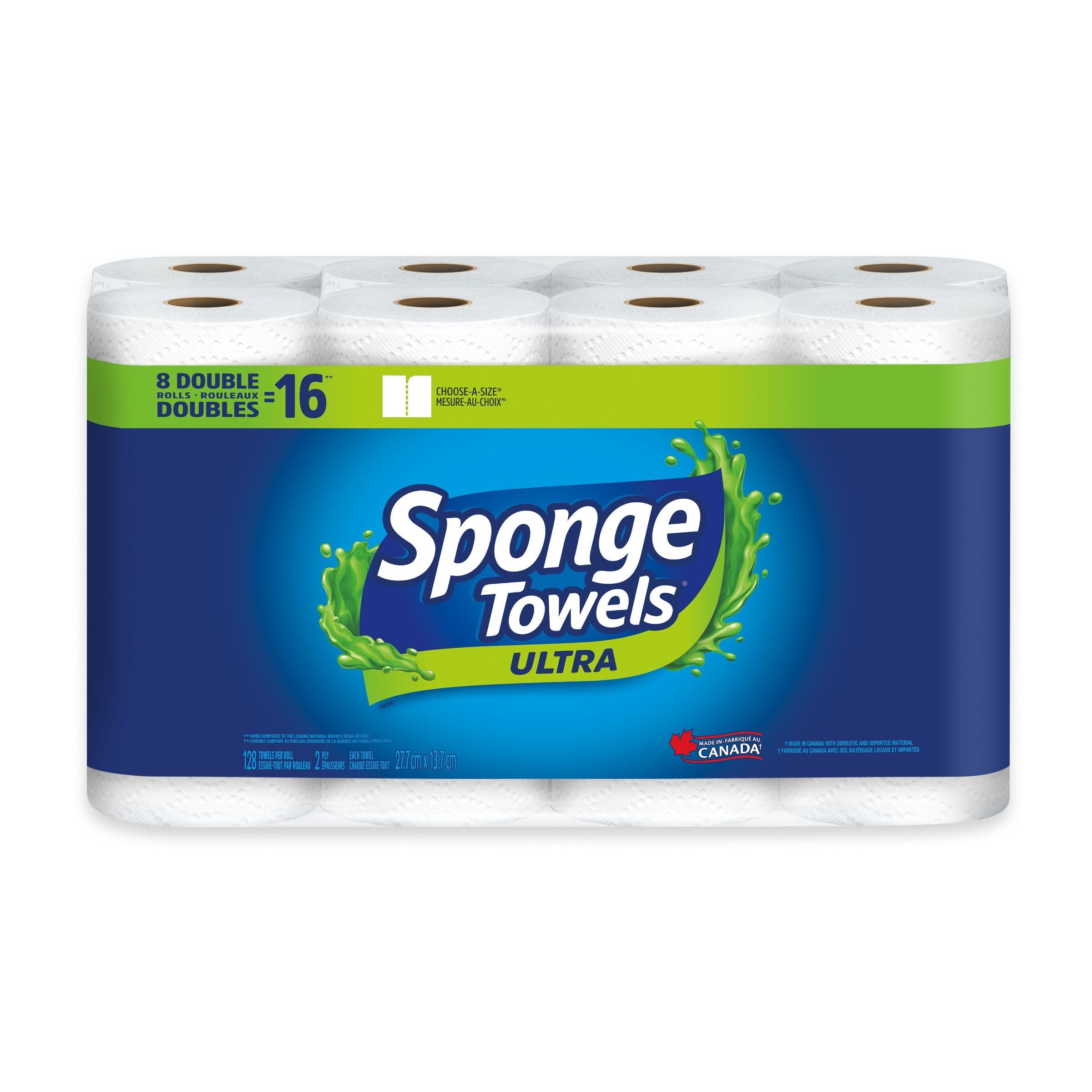 Sponge Towels Ultra Paper Towels, 8=16 rolls