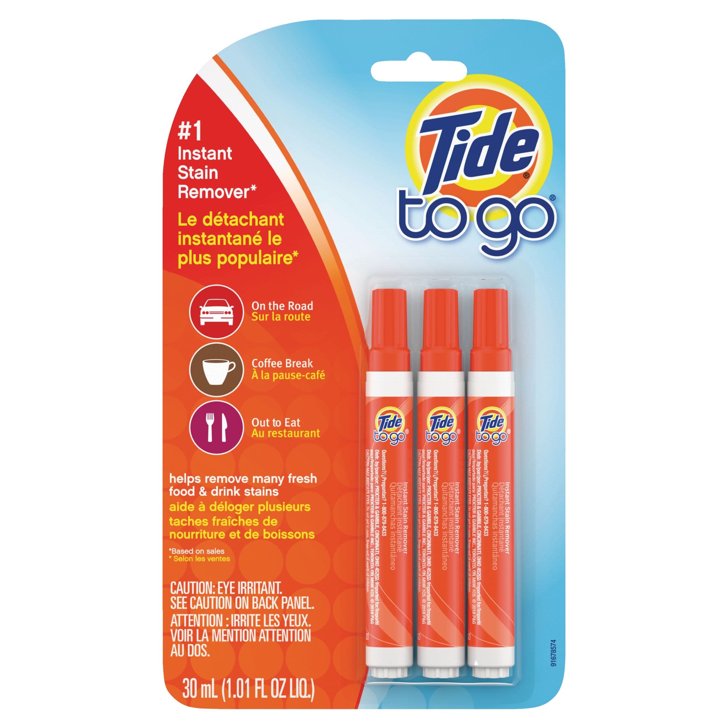 Tide-to-Go Fabric Stain Remover Pen, 10-g, 3-pk