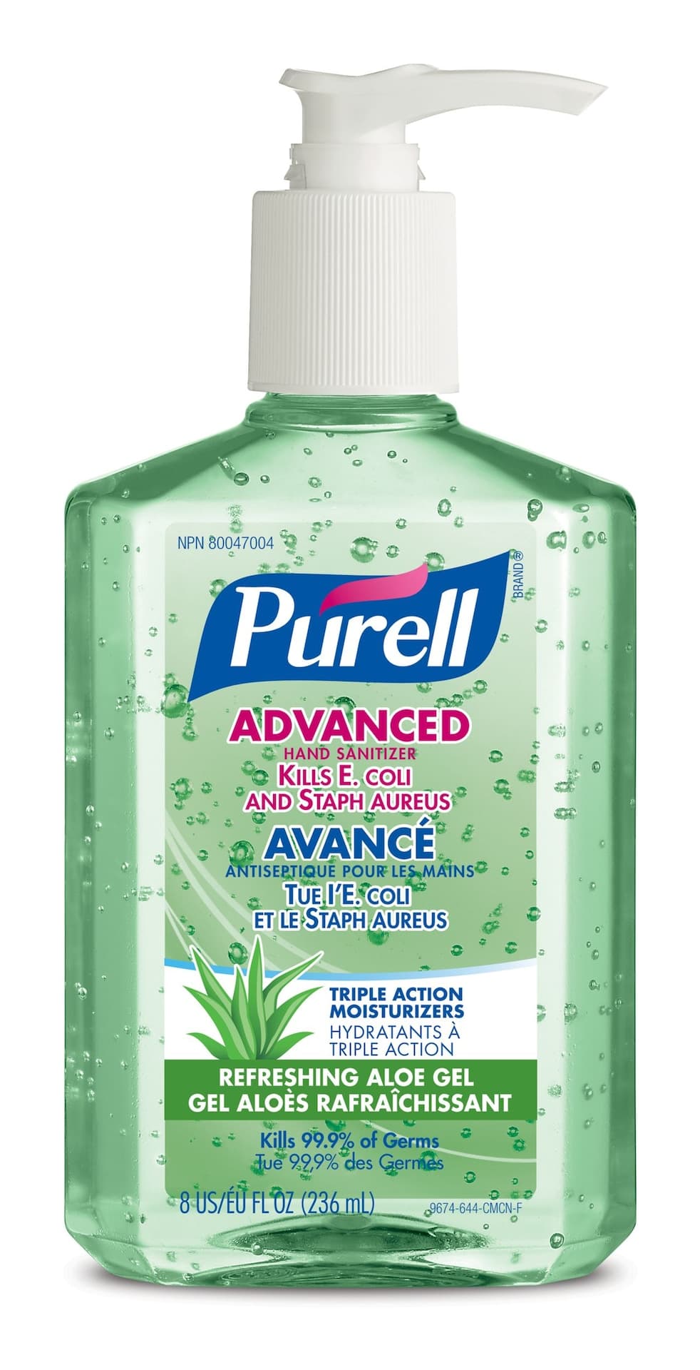 Purell Advanced Instant Pump Hand Sanitizer Gel with Aloe, Fresh Scent, 236-mL