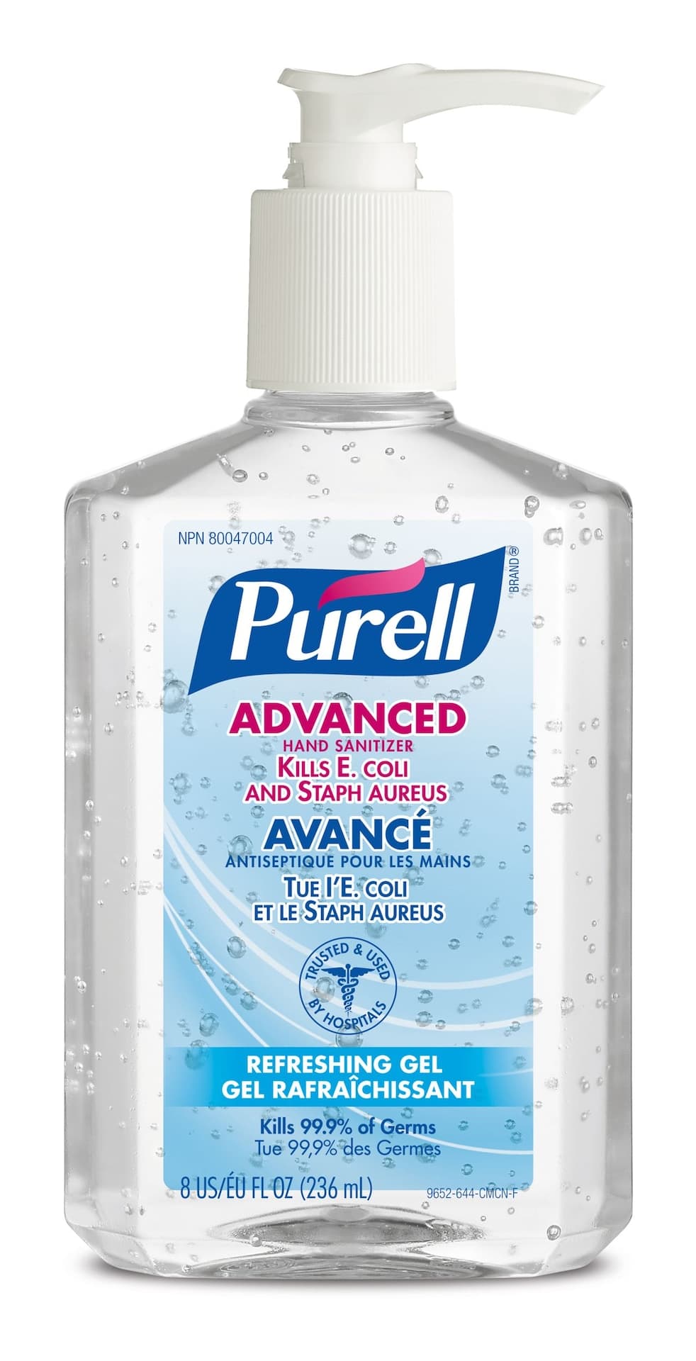 Purell Advanced Instant Pump Hand Sanitizer Gel, Unscented, 236-mL