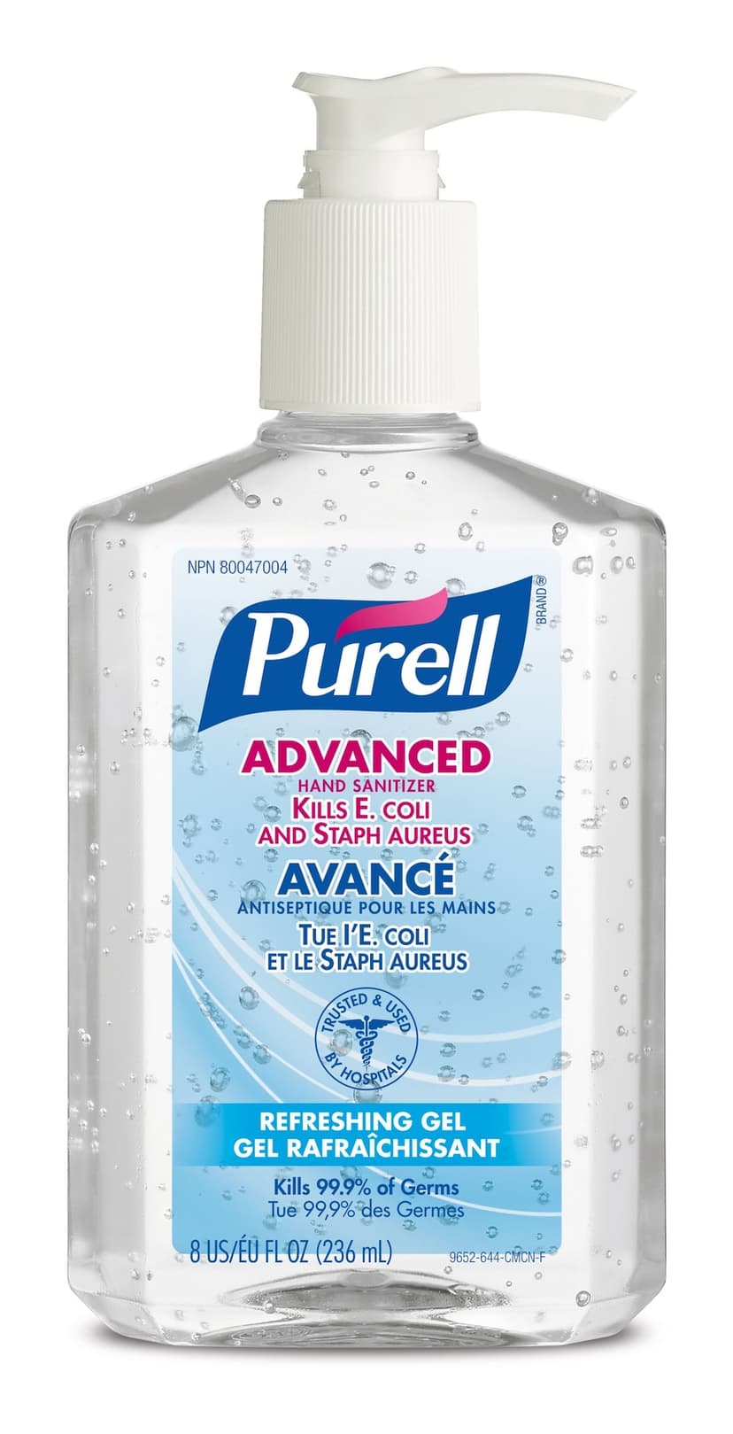 Purell Advanced Instant Pump Hand Sanitizer Gel, Unscented, 236-mL