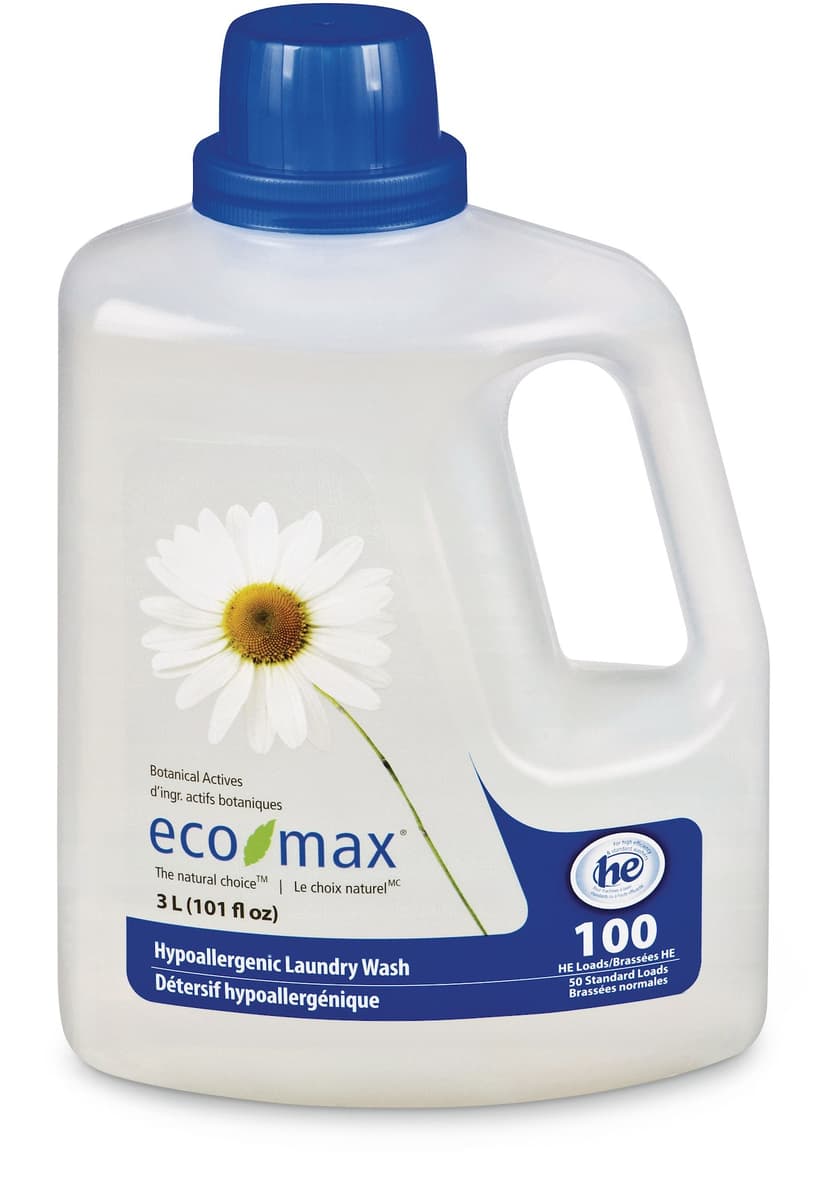 Eco-Max Hypoallergenic Liquid Laundry Detergent, Unscented, 100-Load, 3-L