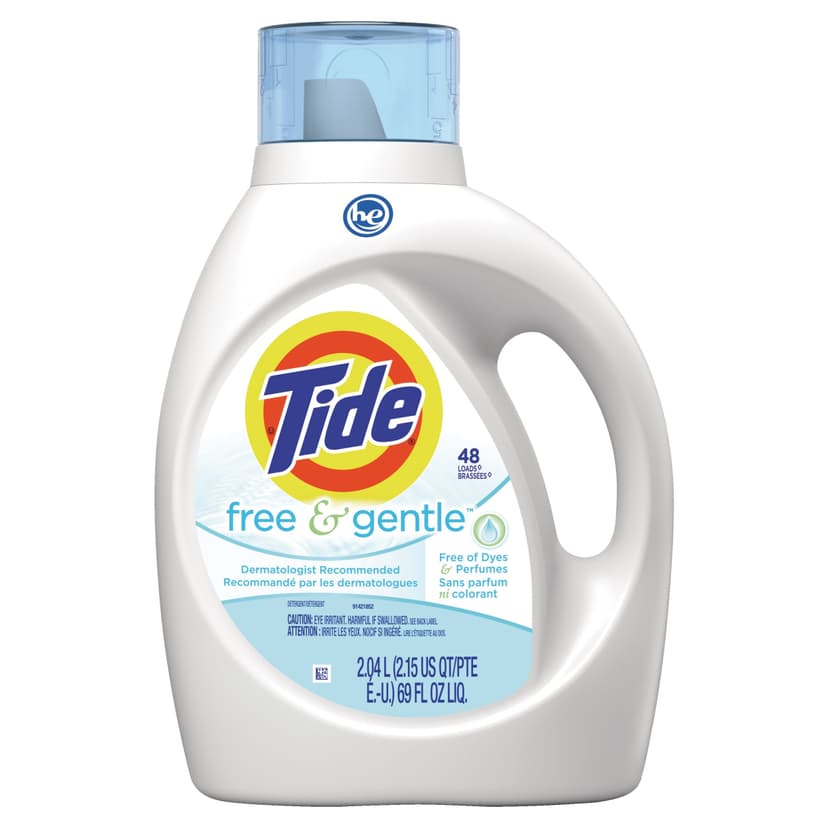 Tide Free & Gentle Liquid Laundry Detergent, Unscented, 48-Loads, 1.86-L