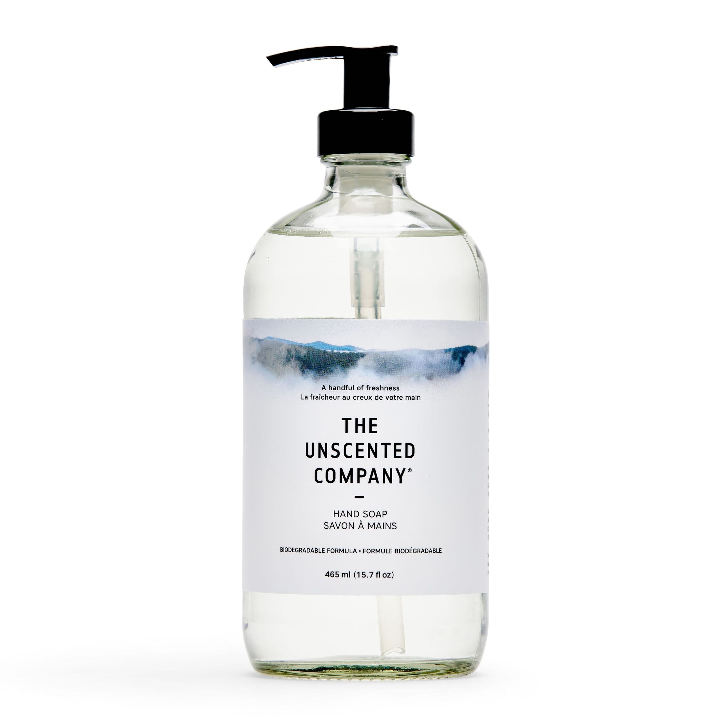 The Unscented Company Gel Hand Soap with Pump, Glass Bottle, Unscented, 465-mL