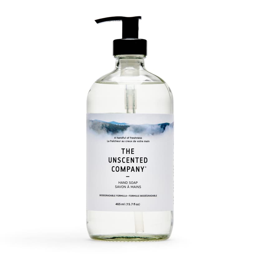 The Unscented Company Gel Hand Soap with Pump, Glass Bottle, Unscented, 465-mL