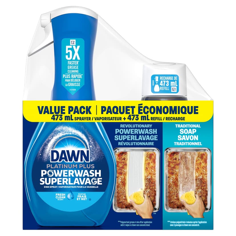 Dawn Platinum Powerwash Dish Spray, Fresh Scent Bundle, 1 Starter-Kit